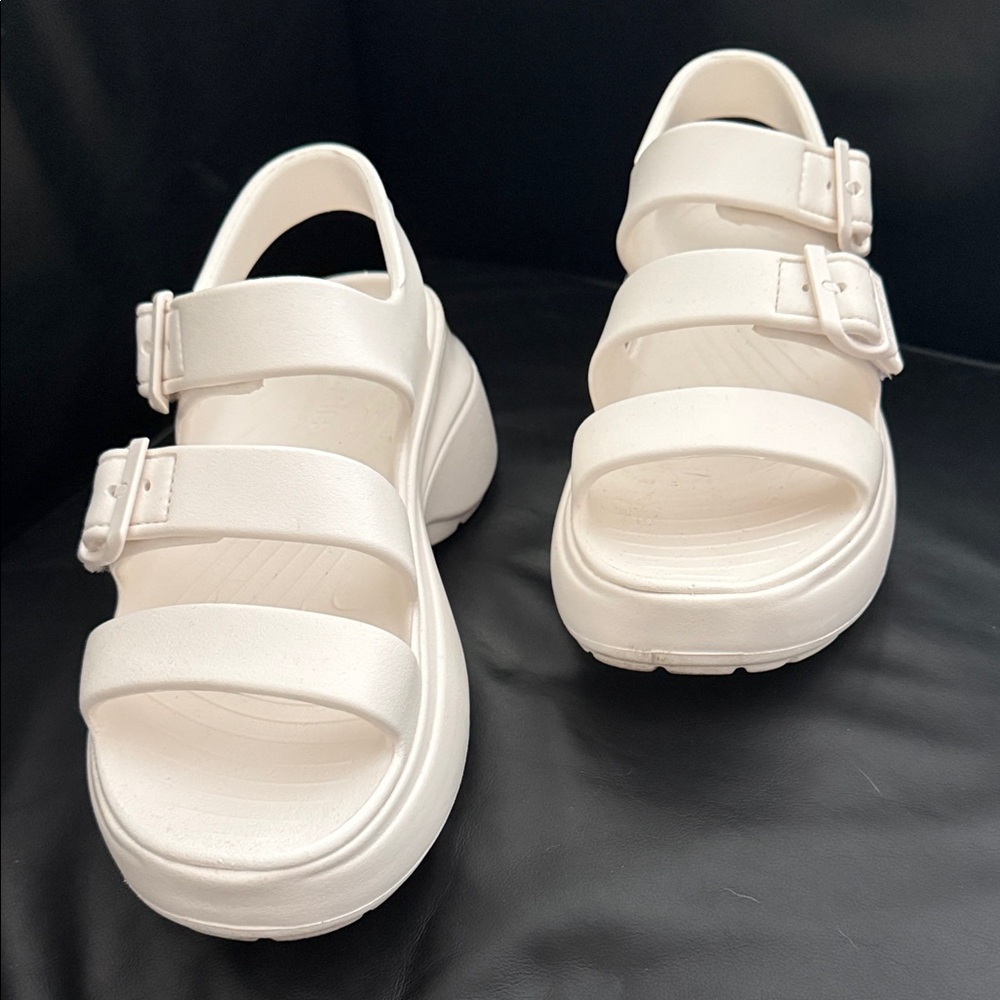 Skechers White Platform Buckle Sandals - Picture 2 of 2